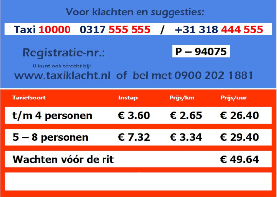 taxiprijzen